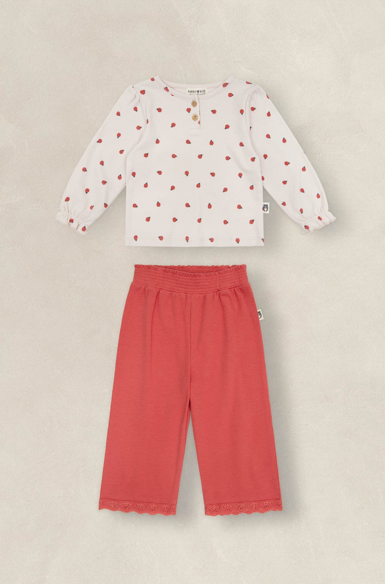 Rabbit + Bear - Long Sleeve Top and Wide Flare Pants Set